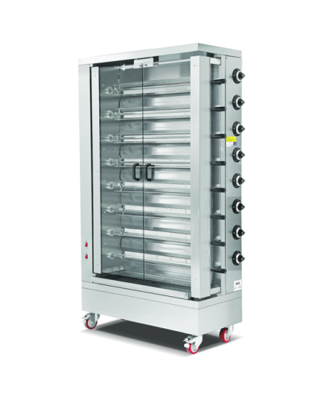 Rôtissoire à Gaz EMPERO EMP.8EG - 8 Broches - 48 Poulets | Sidef