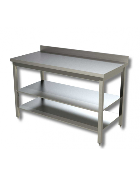 Table Inox Adossée 1000x700 - 2 Étagères Basse | Sidef