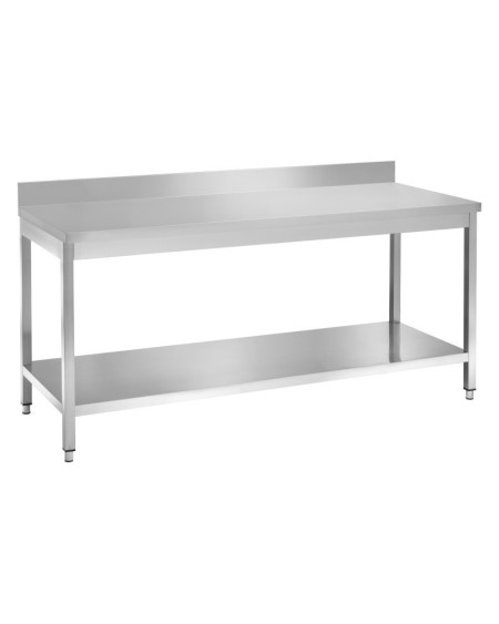 Table Travail Inox 1000x700 avec Étagère & Dosseret | Sidef