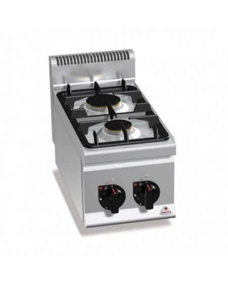 Fourneau à Gaz Snack 2 Feux BERTO'S G6F2B - Brûleurs Fonte | Sidef