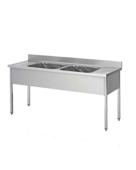 Plonge Inox 2 Bacs XL 500x500x300 AISI-304 | Sidef