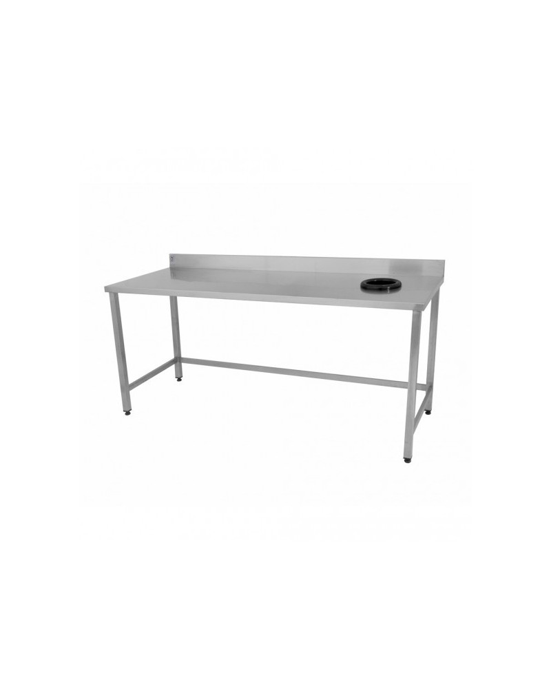 TABLE ADOSSEE EN INOX AVEC  TVO