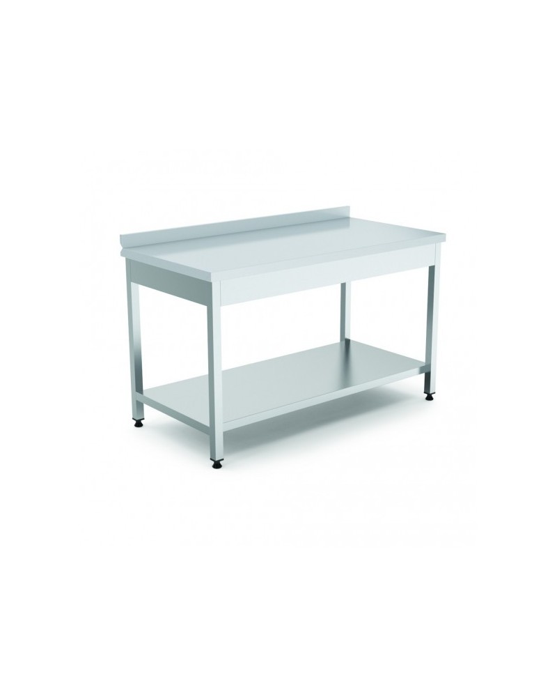 TABLE ADOSSEE EN INOX AVEC  ETAGERE BASSE