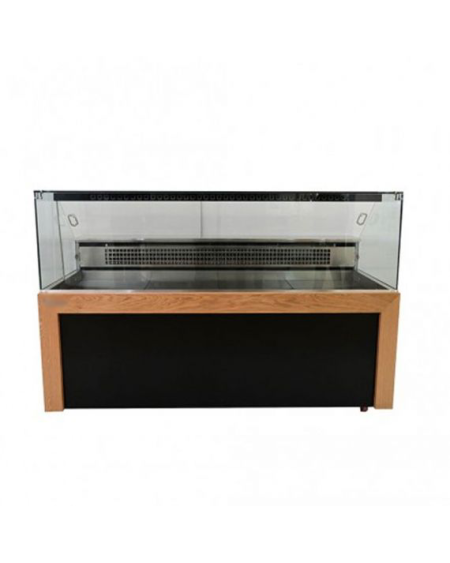 Vitrine Volaille 1.46m Serpentin Noir/Bois Inox AISI 304 | Sidef