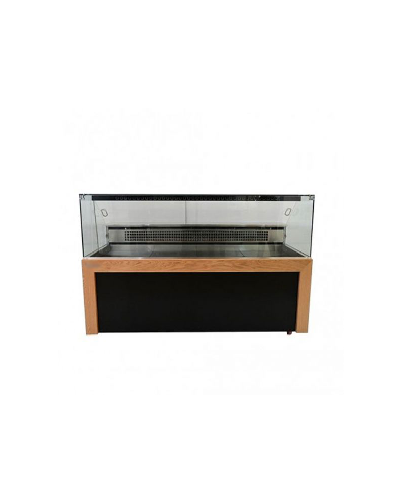 Vitrine Volaille 1.46m Serpentin Noir/Bois Inox AISI 304 | Sidef