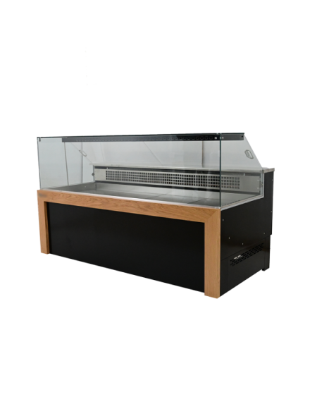 Vitrine Volaille 1.46m Serpentin Noir/Bois Inox AISI 304 | Sidef