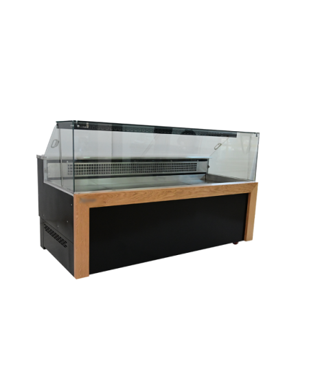 Vitrine Volaille 1.46m Serpentin Noir/Bois Inox AISI 304 | Sidef