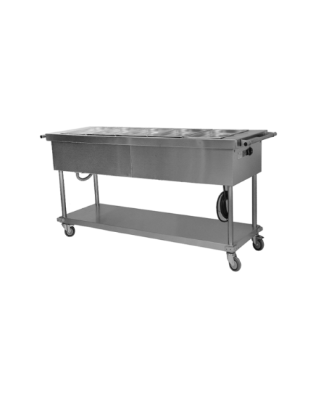 Chariot Bain-Marie 5 Bacs GN 1/1 Inox AISI 304 | Sidef