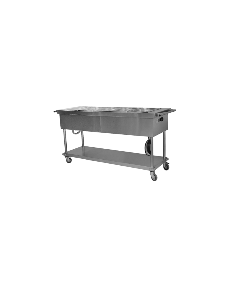 Chariot Bain-Marie 5 Bacs GN 1/1 Inox AISI 304 | Sidef