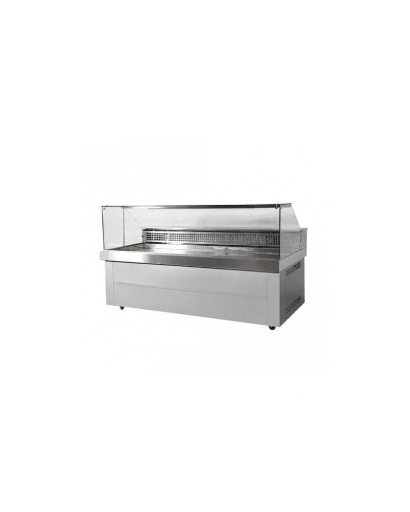 Vitrine Volaille 1.98m Serpentin Inox AISI 304 & Roues | Sidef
