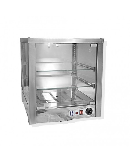 VITRINE CHAUDE EN INOX A 2 NIVEAUX