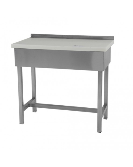 Table de decoupe en tube inox 40x40 dessus polyethylene ep 5 cm70x50x