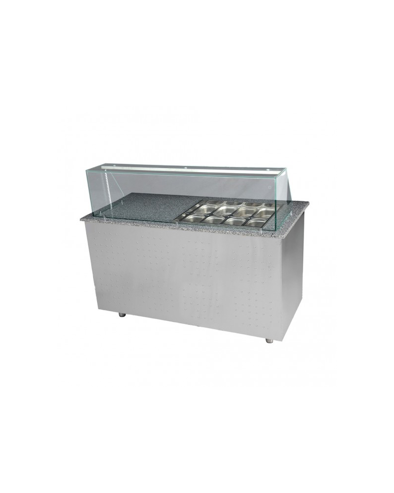 Comptoir sandwich refrigere a 2 portes priolinox dessus granit gris s