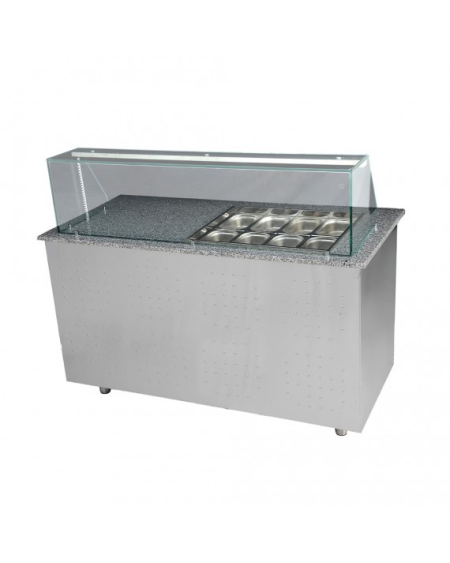 Comptoir sandwich refrigere a 3 portes priolinox dessus granit gris s